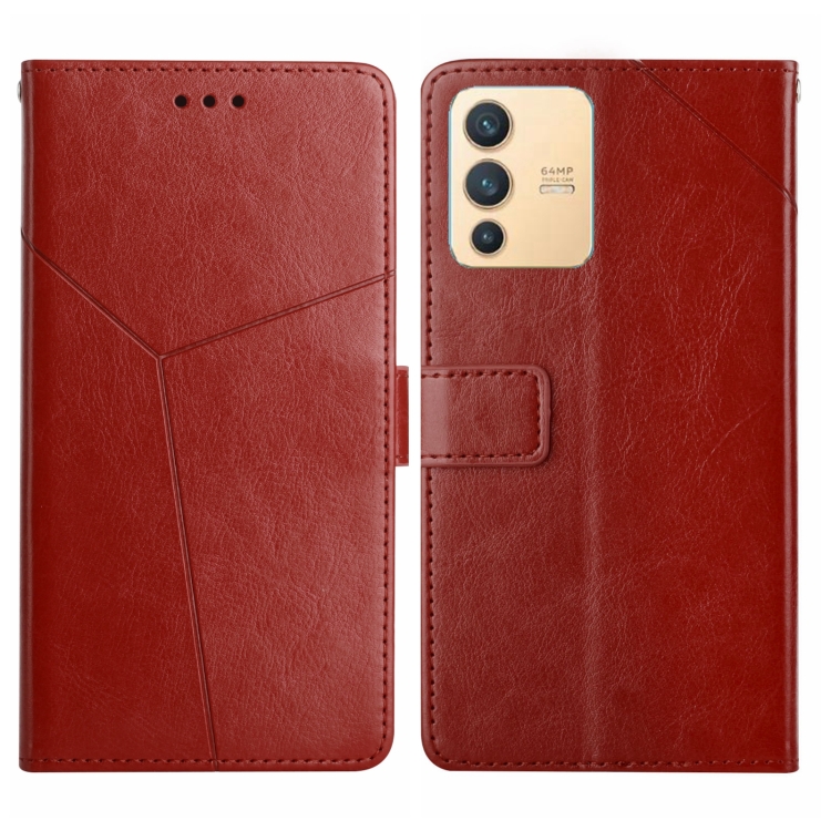 

For vivo V23 5G Y Stitching Horizontal Flip Leather Phone Case(Brown)