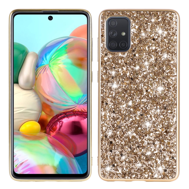 For Galaxy A51 Plating Glittery Powder Shockproof TPU Protective
