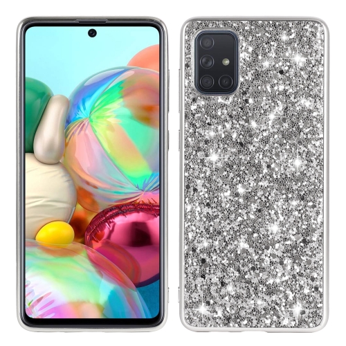 

For Galaxy A71 Plating Glittery Powder Shockproof TPU Protective Case(Silver)