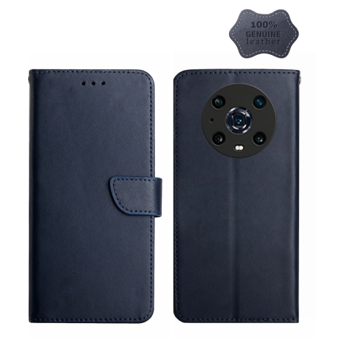 

For Honor Magic4 Pro Genuine Leather Fingerprint-proof Horizontal Flip Phone Case(Blue)