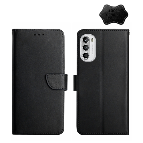 

For Motorola Moto G71S Genuine Leather Fingerprint-proof Horizontal Flip Phone Case(Black)