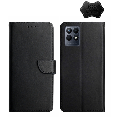 

For OPPO Realme Narzo 50 4G Genuine Leather Fingerprint-proof Horizontal Flip Phone Case(Black)
