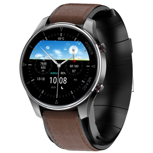 

P50 1.3 inch IPS Screen Smart Watch, Support Balloon Blood Pressure Measurement/Body Temperature Monitoring, Style:Brown Leather Watch Band(Black)