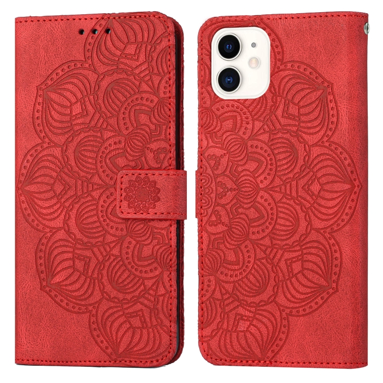 

Mandala Embossed Flip Leather Phone Case For iPhone 11(Red)