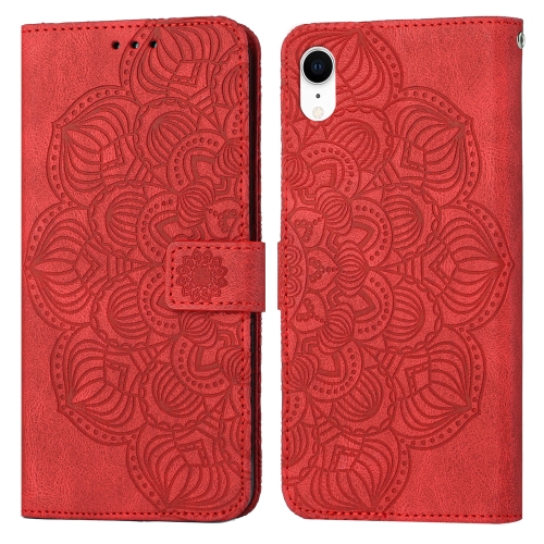 

Mandala Embossed Flip Leather Phone Case For iPhone XR(Red)