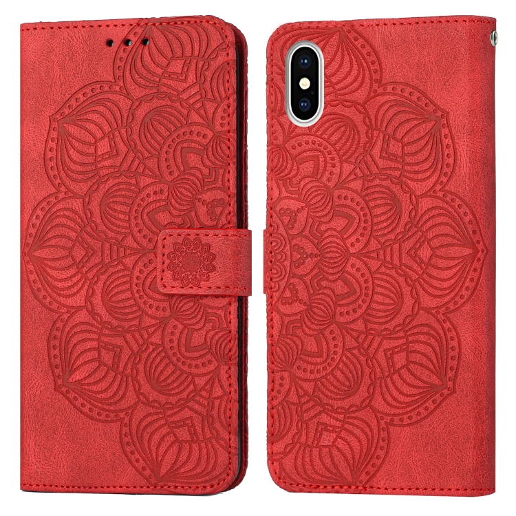 

Mandala Embossed Flip Leather Phone Case For iPhone XS Max(Red)
