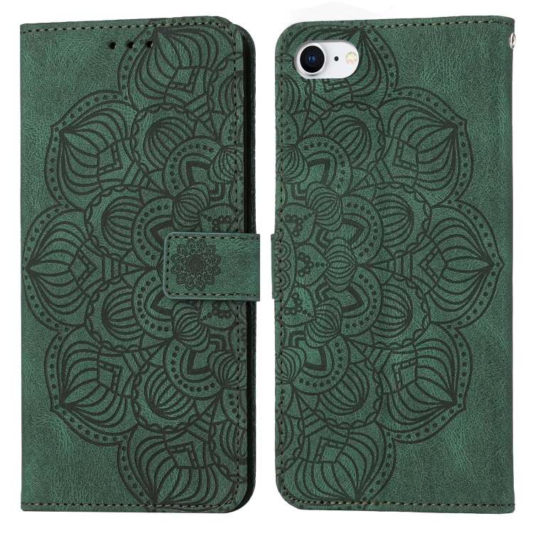 

For iPhone SE 2022 / SE 2020 / 8 / 7 Mandala Embossed Flip Leather Phone Case(Green)
