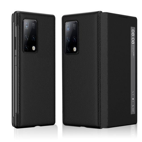 

For Huawei Mate X2 Litchi Texture Horizontal Flip Leather Phone Case with Smart Touch Call Display ID(Black)