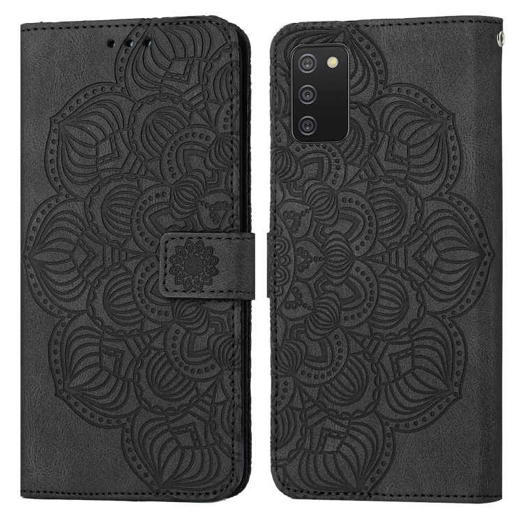 

For Samsung Galaxy A02s 166mm Mandala Embossed Flip Leather Phone Case(Black)