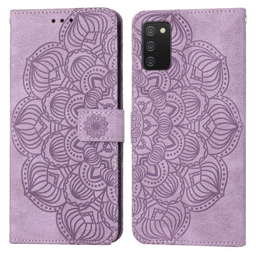 

For Samsung Galaxy A03s 166mm Mandala Embossed Flip Leather Phone Case(Purple)