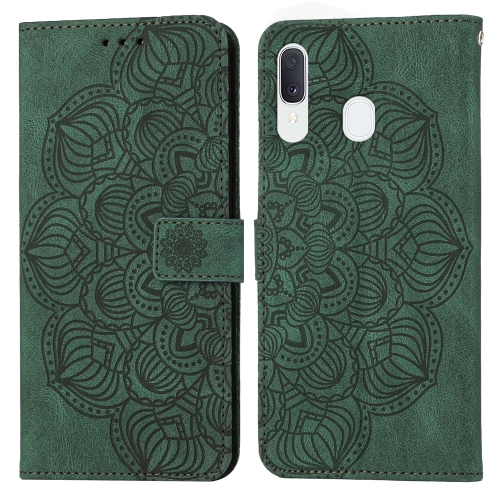 

For Samsung Galaxy A20e Mandala Embossed Flip Leather Phone Case(Green)