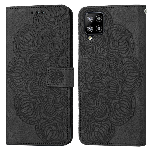 

For Samsung Galaxy A22 4G Mandala Embossed Flip Leather Phone Case(Black)