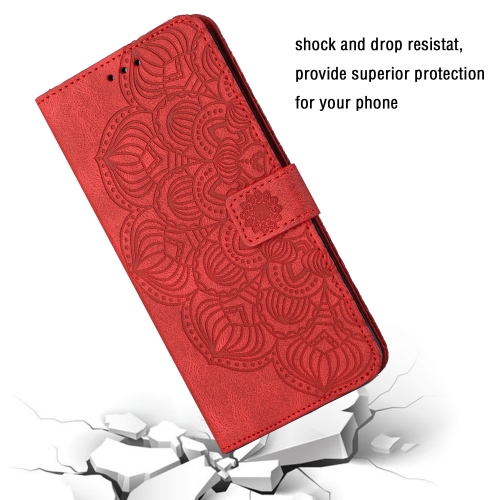 

For Samsung Galaxy A31 Mandala Embossed Flip Leather Phone Case(Red)