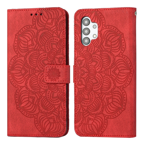 

For Samsung Galaxy A32 5G Mandala Embossed Flip Leather Phone Case(Red)