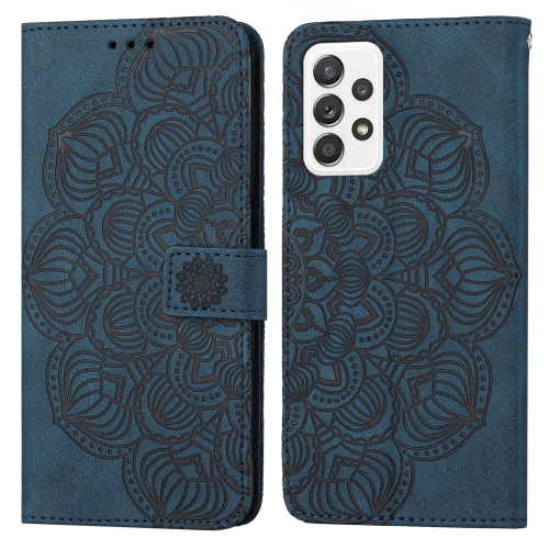 

For Samsung Galaxy A52 4G / 5G Mandala Embossed Flip Leather Phone Case(Blue)