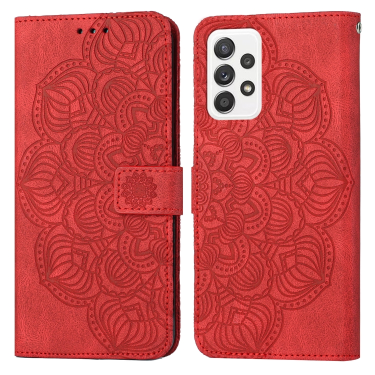 

For Samsung Galaxy A53 Mandala Embossed Flip Leather Phone Case(Red)