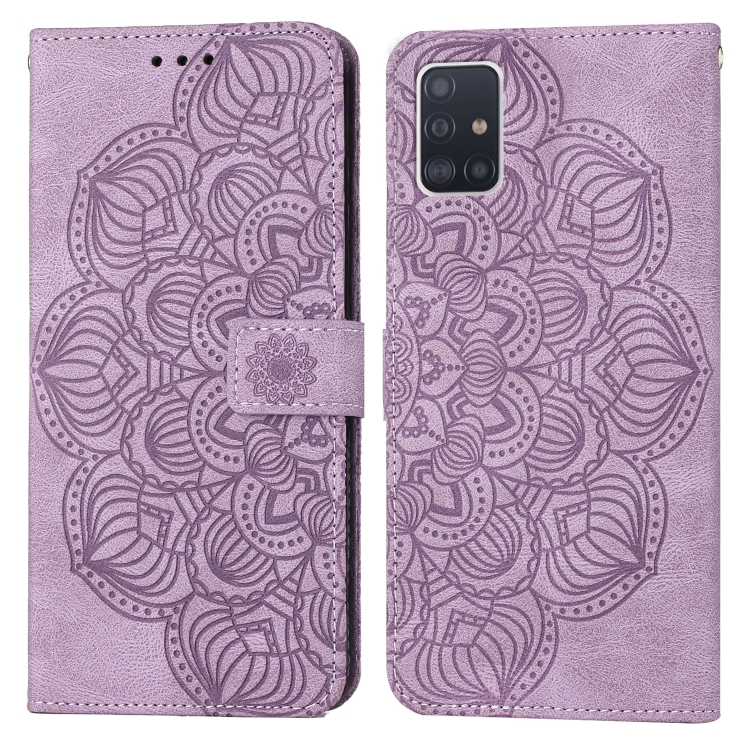 

For Samsung Galaxy A71 4G Mandala Embossed Flip Leather Phone Case(Purple)