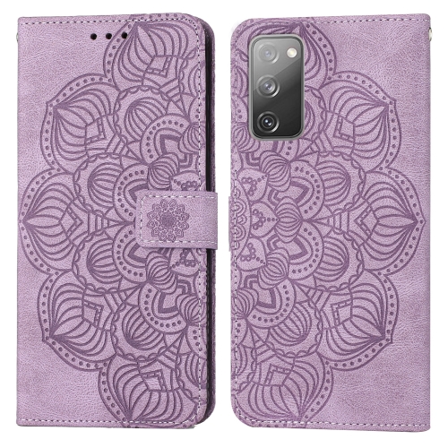 

For Samsung Galaxy S20 FE Mandala Embossed Flip Leather Phone Case(Purple)