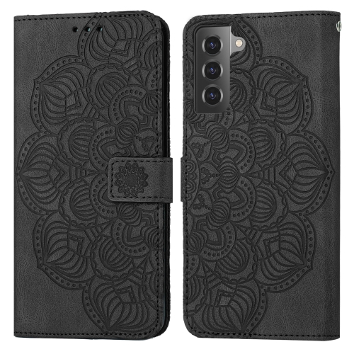 

For Samsung Galaxy S21 5G Mandala Embossed Flip Leather Phone Case(Black)
