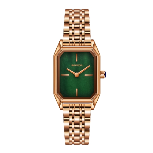 

SANDA 1096 Bold Octagonal Dial Waterproof Lady Watch, Style:Steel Band(Green)