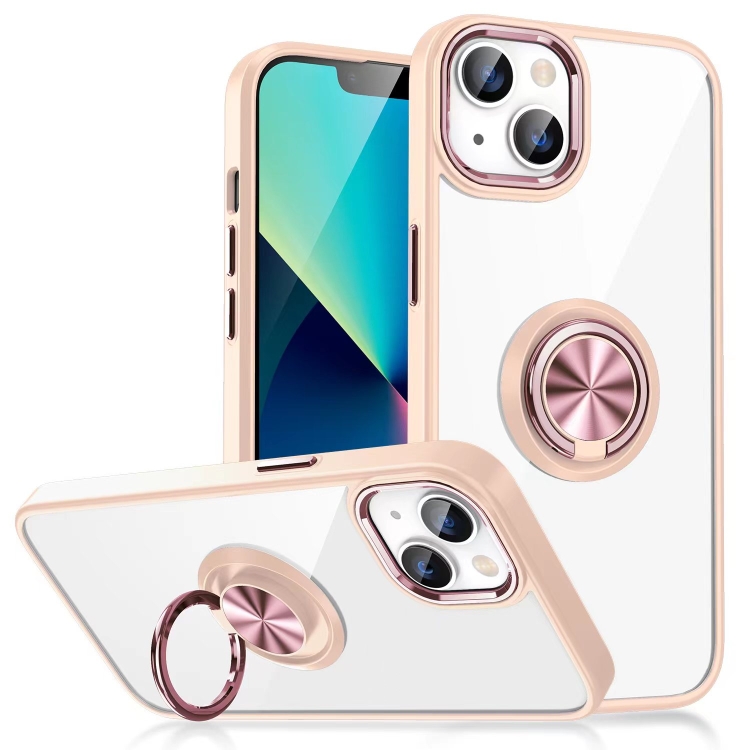 

For iPhone 12 Ring Holder TPU+Acrylic Phone Case(Rose Gold)