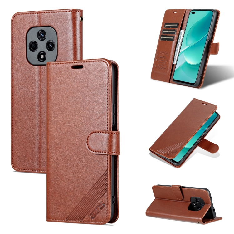 

For Huawei Nova 9Z 5G AZNS Sheepskin Texture Flip Leather Phone Case(Brown)