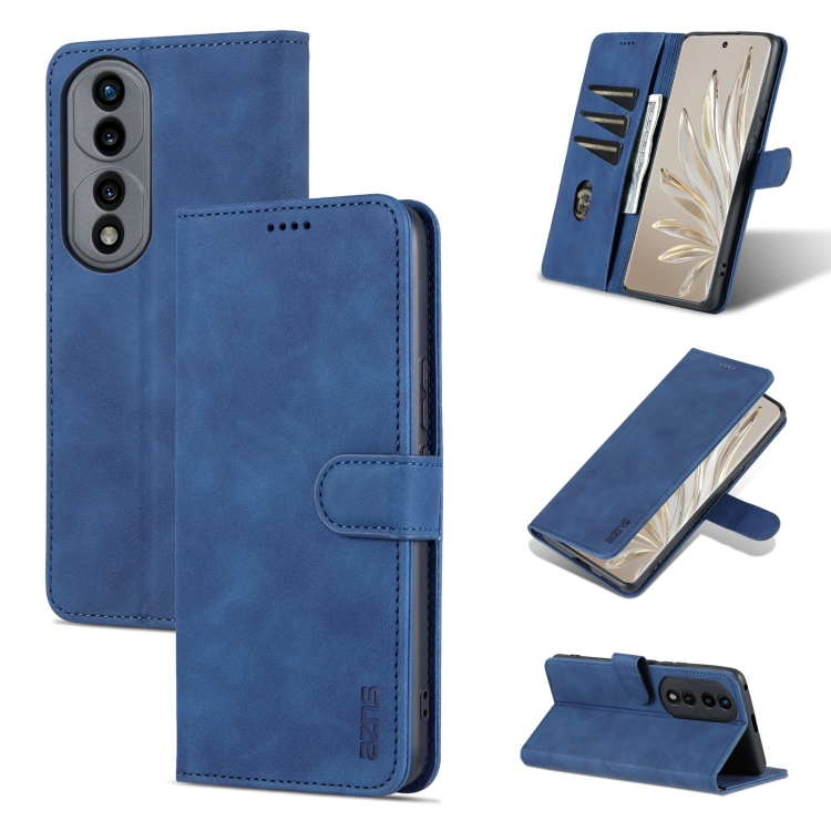 

For Honor 70 Pro AZNS Skin Feel Calf Texture Flip Leather Phone Case(Blue)