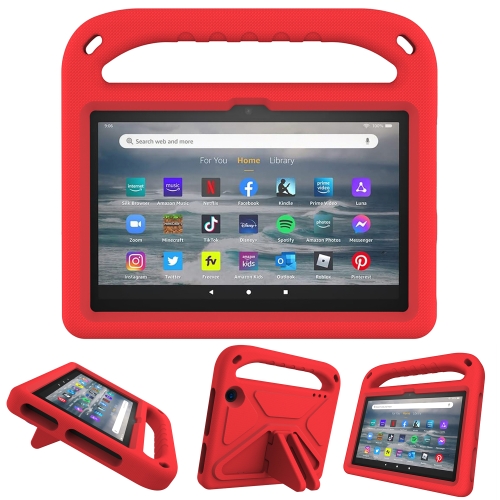 

For Amazon Fire 7 2022 Handle EVA Shockproof Tablet Case with Triangle Holder(Red)