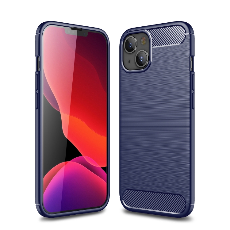 

Brushed Texture Carbon Fiber TPU Phone Case For iPhone 14 (Blue)