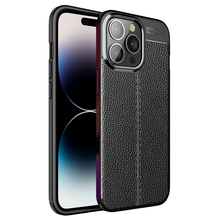 

For iPhone 14 Pro Litchi Texture TPU Phone Case (Black)