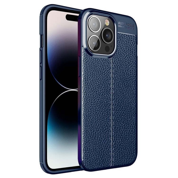 

For iPhone 14 Pro Litchi Texture TPU Phone Case (Blue)