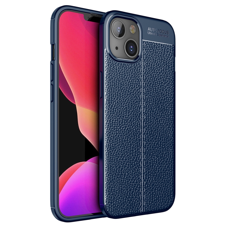 

For iPhone 14 Litchi Texture TPU Phone Case (Blue)
