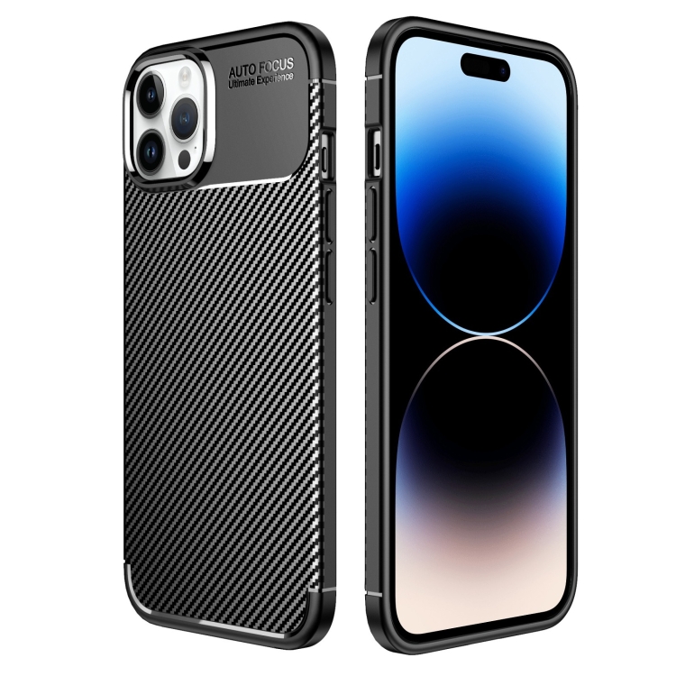 

For iPhone 14 Pro Carbon Fiber Texture TPU Phone Case (Black)