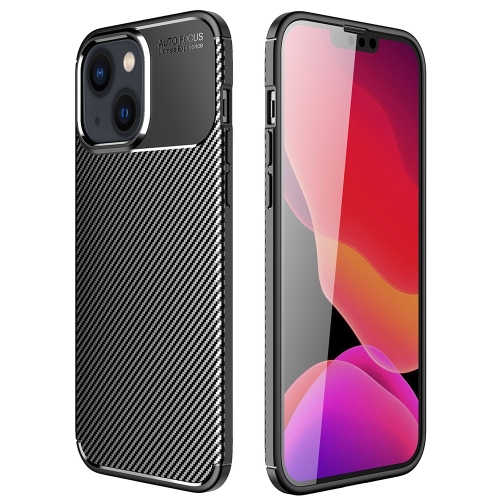 

For iPhone 14 Plus Carbon Fiber Texture TPU Phone Case (Black)