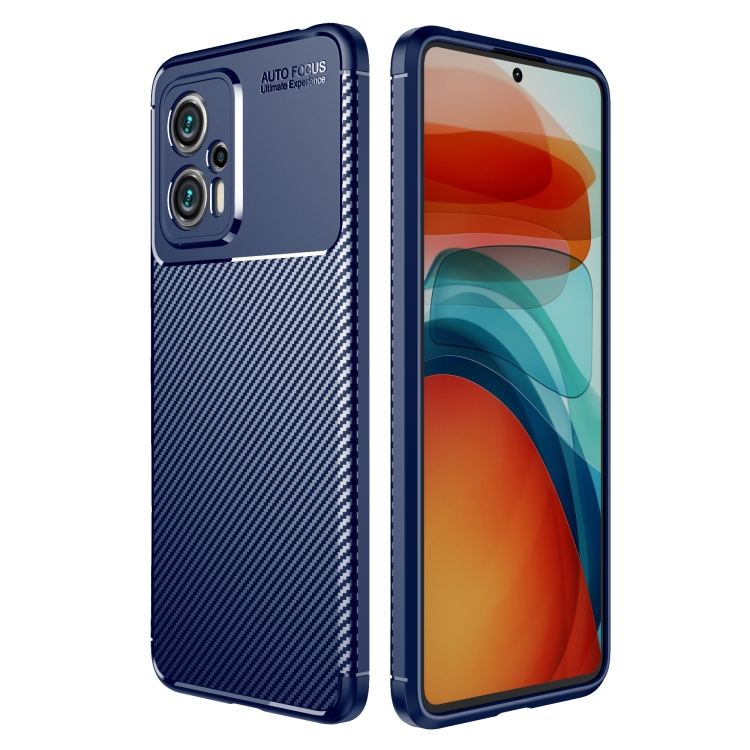 

For Xiaomi Redmi Note 11T Pro Carbon Fiber Texture TPU Phone Case(Blue)