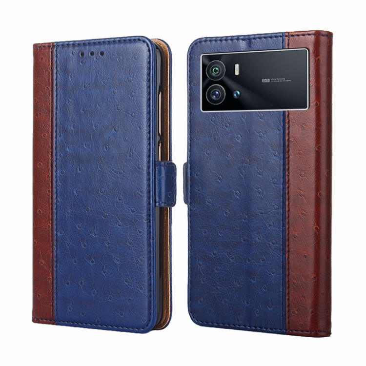 

For vivo iQOO 9 5G Ostrich Texture Horizontal Flip Leather Case(Blue)