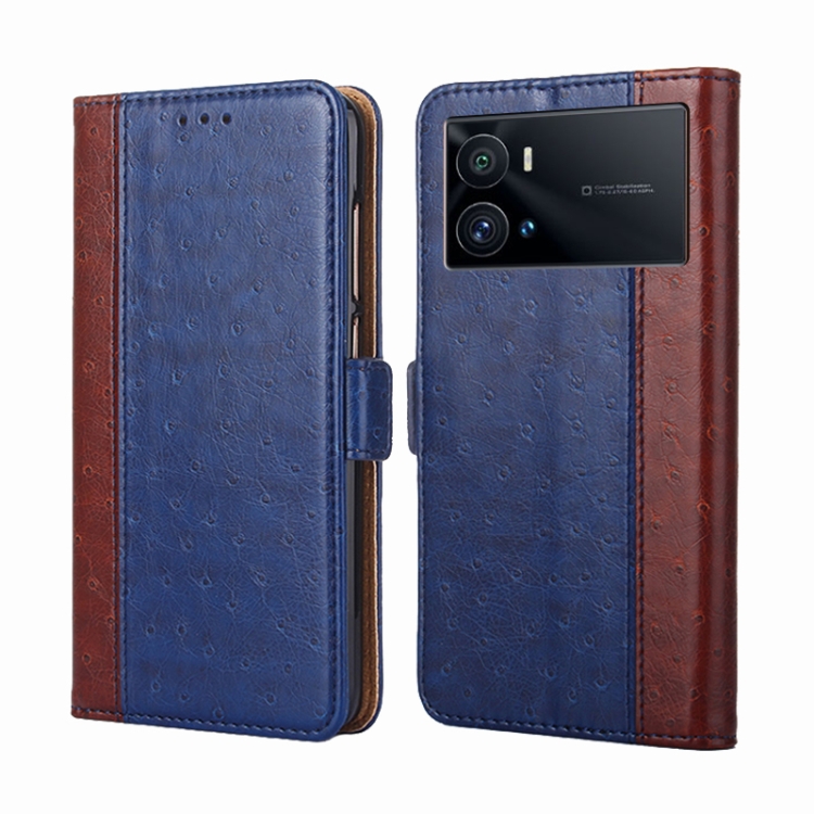 

For vivo iQOO 9 Pro Ostrich Texture Horizontal Flip Leather Case(Blue)