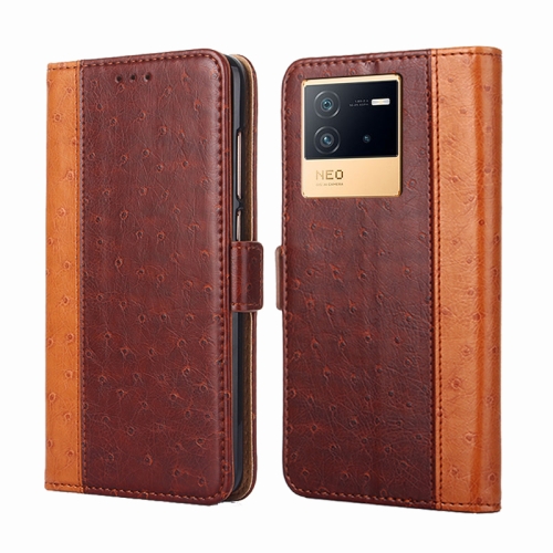 

For vivo iQOO Neo 6 5G Ostrich Texture Horizontal Flip Leather Case(Brown)