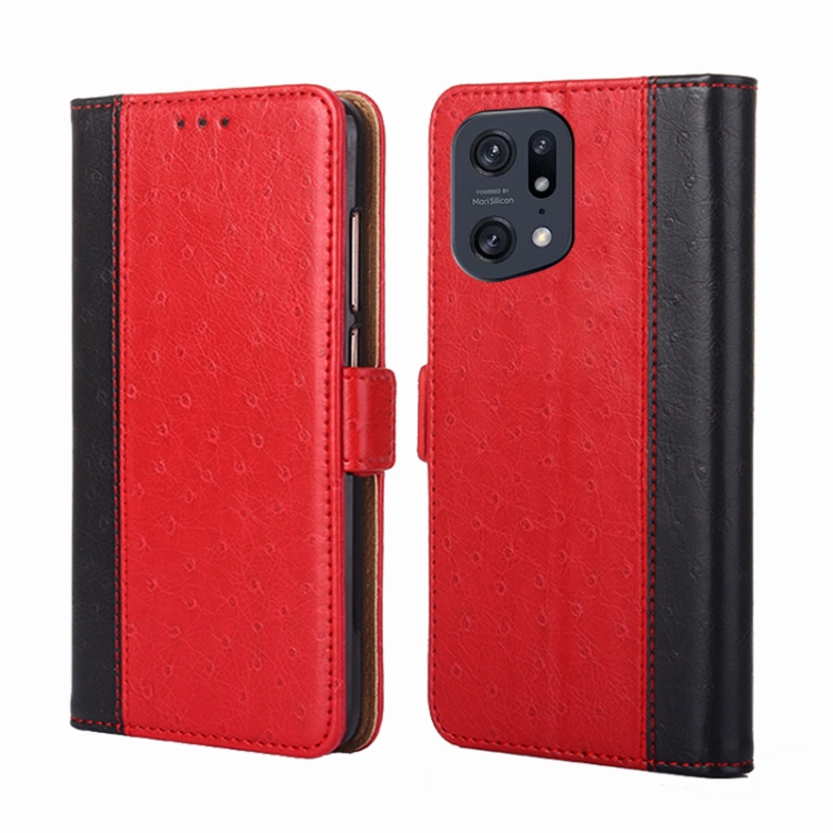 

For OPPO Find X5 Pro Ostrich Texture Flip Leather Case(Red)