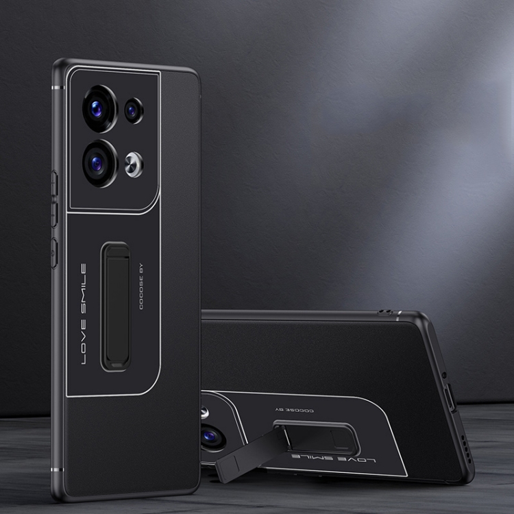 

For OPPO Reno8 Frosted Holder Phone Case(Matte Black)