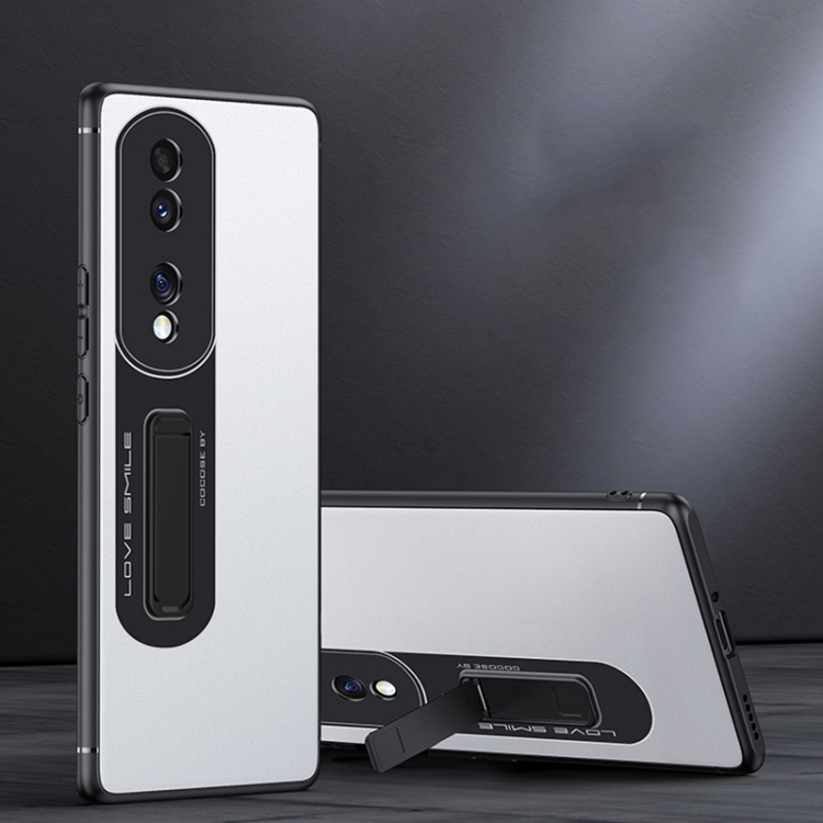 

For Honor 70 Pro Frosted Holder Phone Case(Matte White)