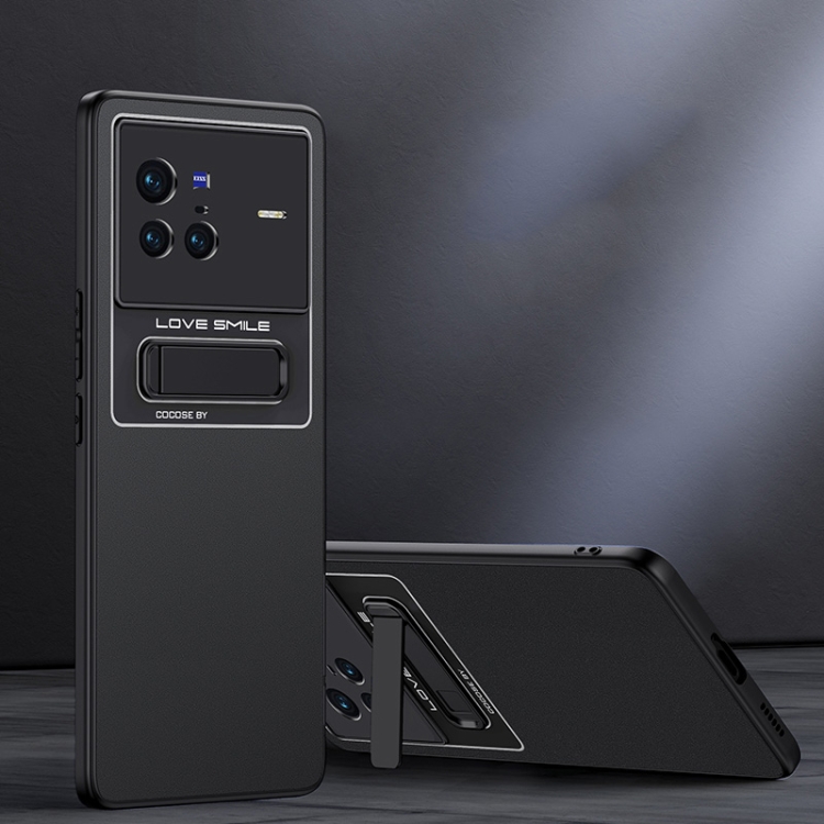 

For vivo X80 Frosted Holder Phone Case(Matte Black)