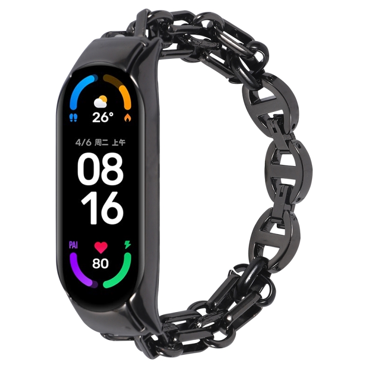 

For Xiaomi Mi Band 6 / 5 Metal Chain Stainless Steel Watch Band(Black)