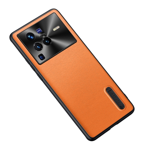 

For vivo X80 Pro Folding Holder Plain Leather Phone Case(Orange)