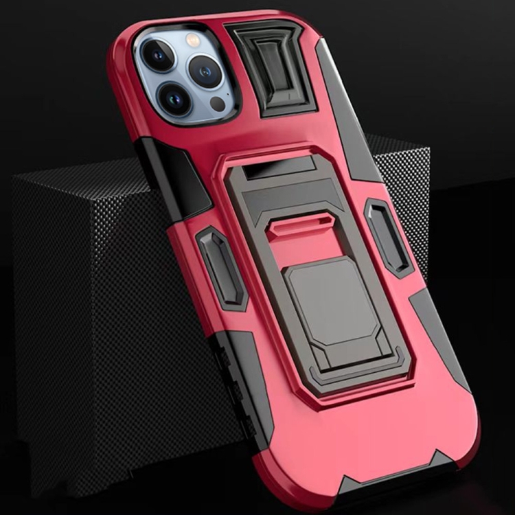 

MechaWarrior Multifunctional Holder Phone Case For iPhone 13 Pro(Red)