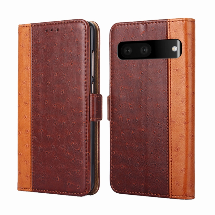 

For Google Pixel 7 5G Ostrich Texture Flip Leather Phone Case(Brown)