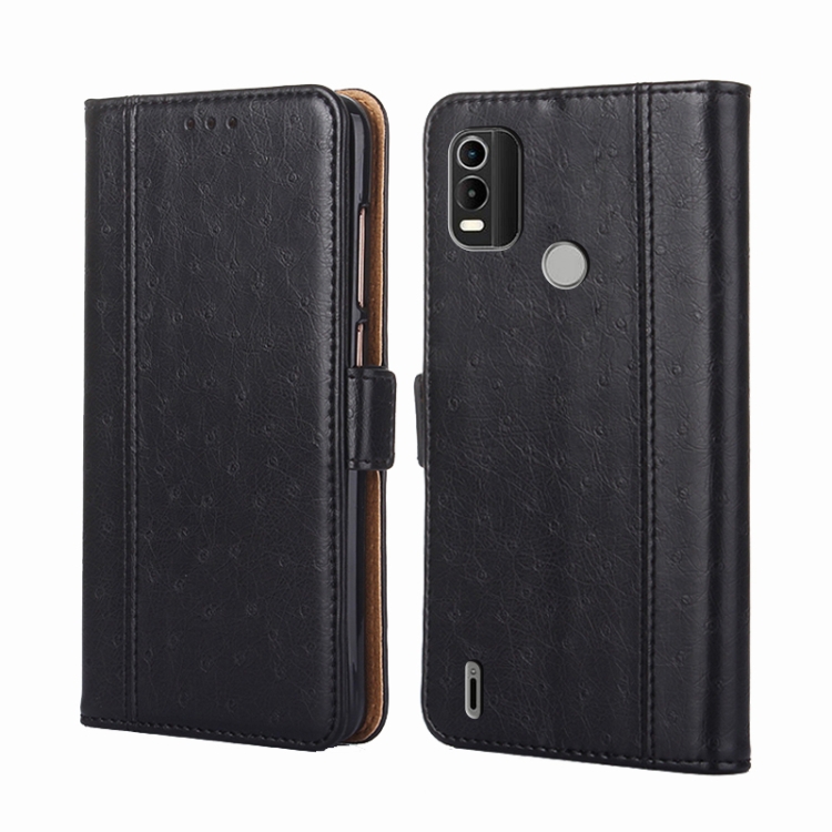 

For Nokia C21 Plus Ostrich Texture Flip Leather Phone Case(Black)