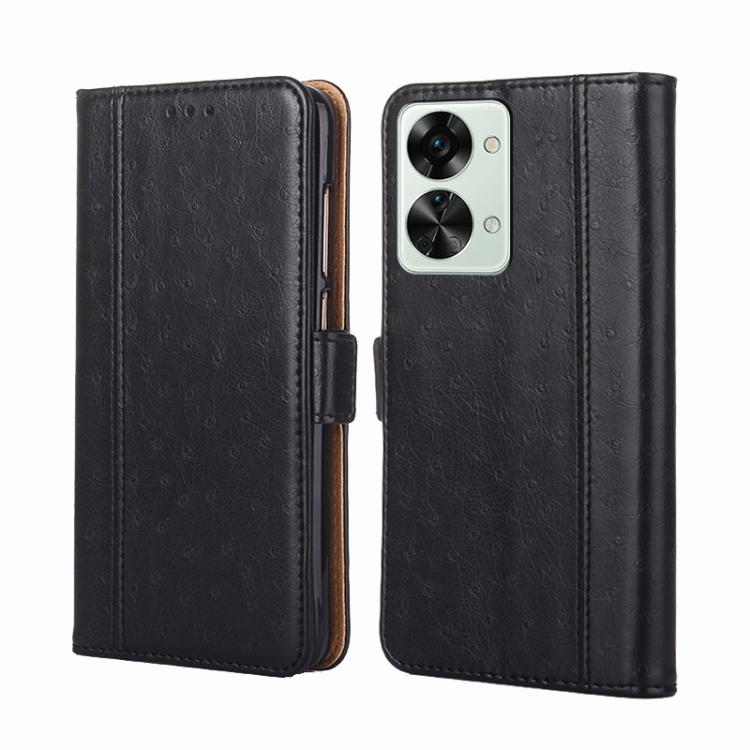 

For OnePlus Nord 2T Ostrich Texture Flip Leather Phone Case(Black)