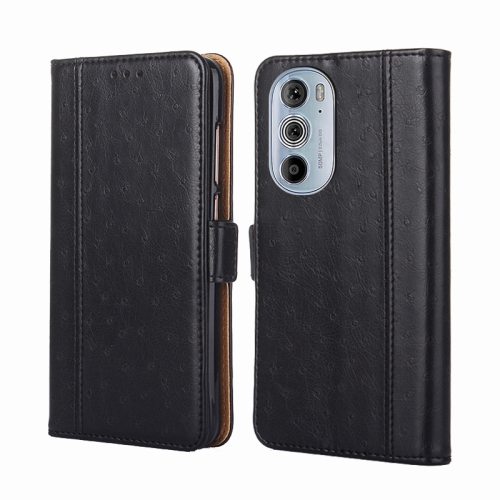 

For Motorola Edge 30 Pro / Edge+ 2022 Ostrich Texture Flip Leather Phone Case(Black)
