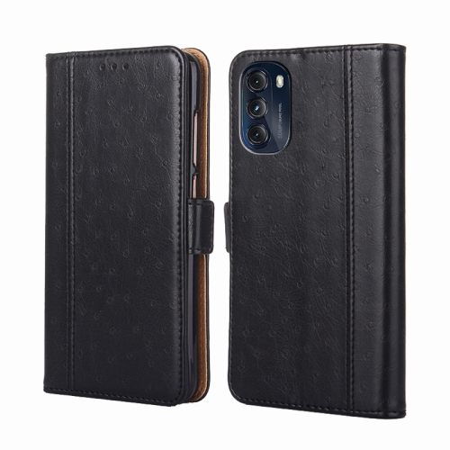 

For Motorola Moto G 2022 Ostrich Texture Flip Leather Phone Case(Black)